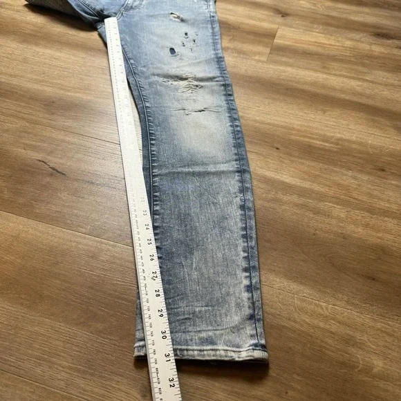 G Star Raw Jeans Mens 34x31 Acid Wash Type C 3D Super Slim Restored Denim Thrash